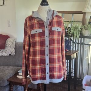 Marmot Burgundy and Orange Plaid Shirt